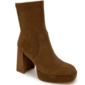 Kenneth Cole New York Women's Bri Stretch Platform Boots - Cognac, 9.5M